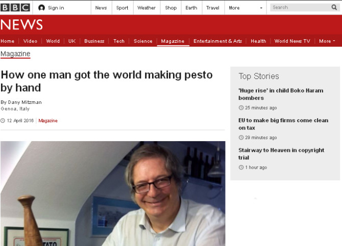 King of Pesto on BBC article!